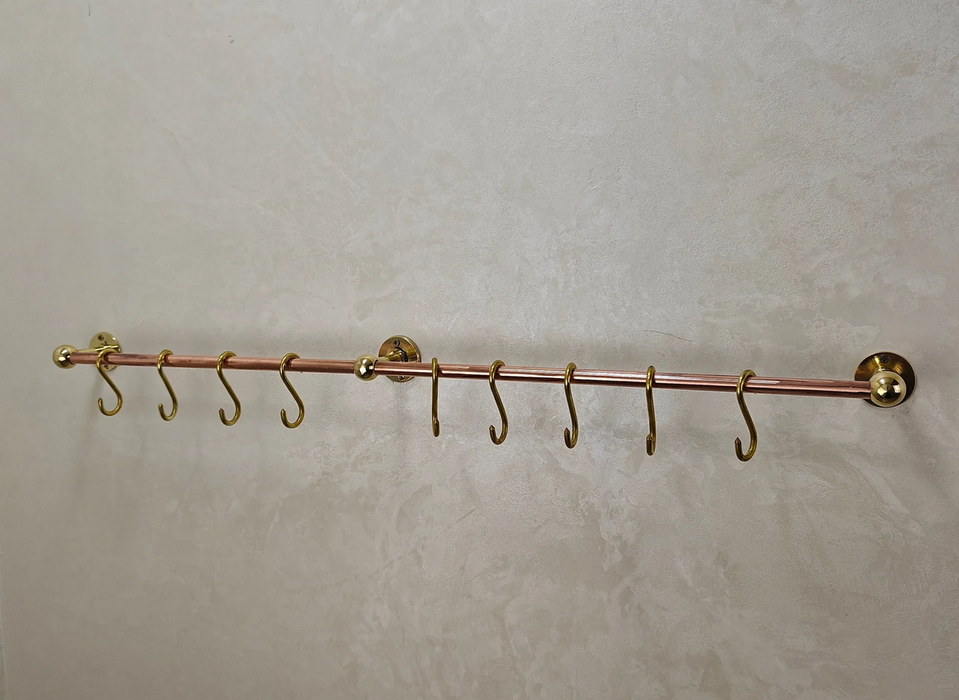 Unlacquered Brass Copper Pot Rail With S Hooks